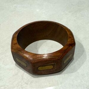 Wooden bangle with gold accents